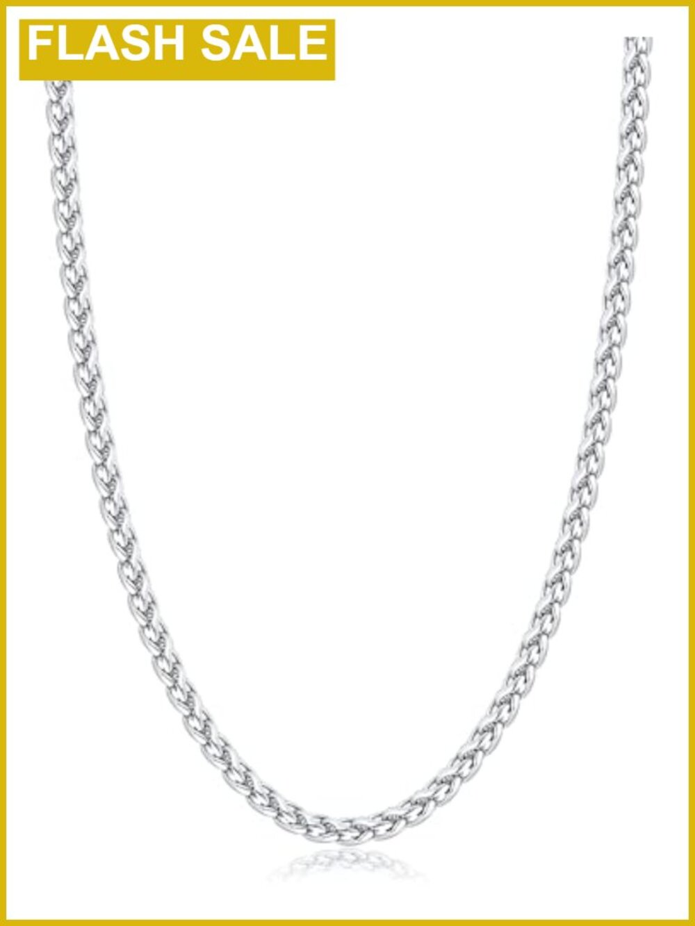 Stainless Steel Wheat Chain Necklace 24 Inch Lobster Clasp Men's Jewelry